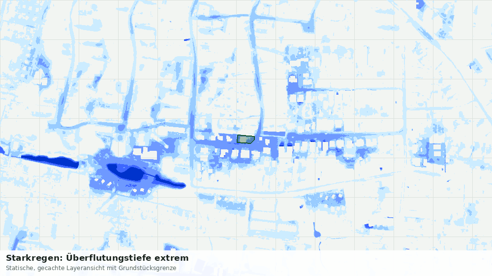 Statische Kartenansicht: Starkregen: Überflutungstiefe extrem
