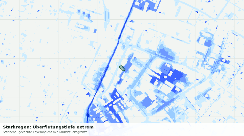 Statische Kartenansicht: Starkregen: Überflutungstiefe extrem