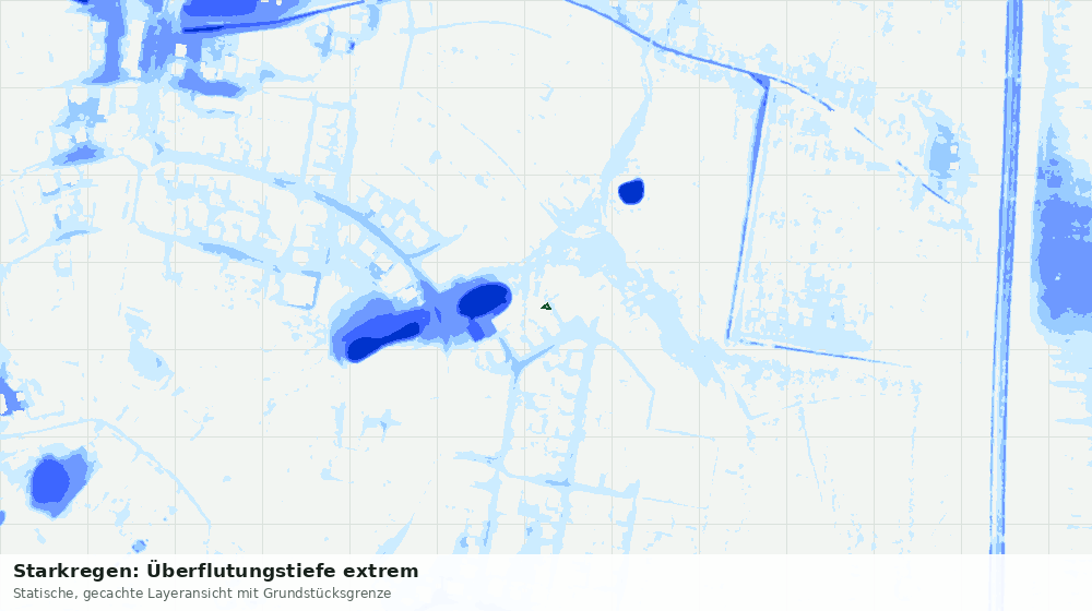 Statische Kartenansicht: Starkregen: Überflutungstiefe extrem
