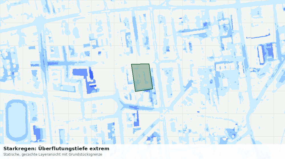 Statische Kartenansicht: Starkregen: Überflutungstiefe extrem