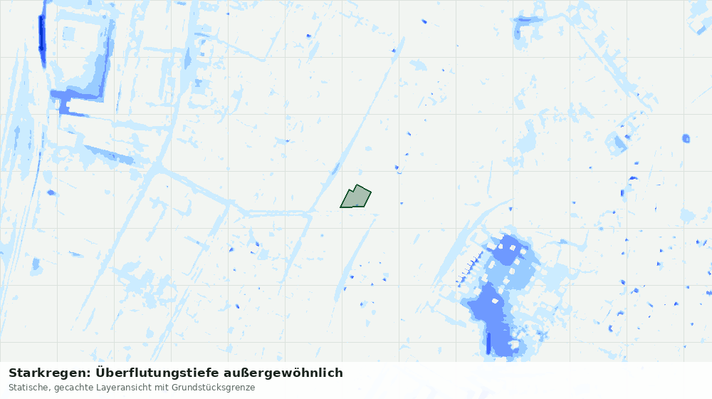 Statische Kartenansicht: Starkregen: Überflutungstiefe außergewöhnlich