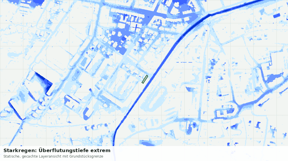 Statische Kartenansicht: Starkregen: Überflutungstiefe extrem