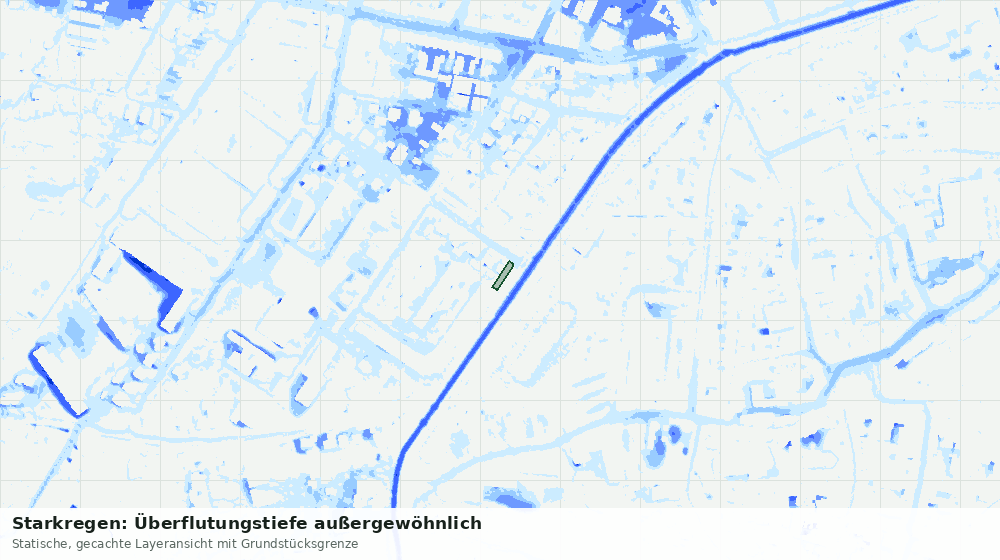 Statische Kartenansicht: Starkregen: Überflutungstiefe außergewöhnlich