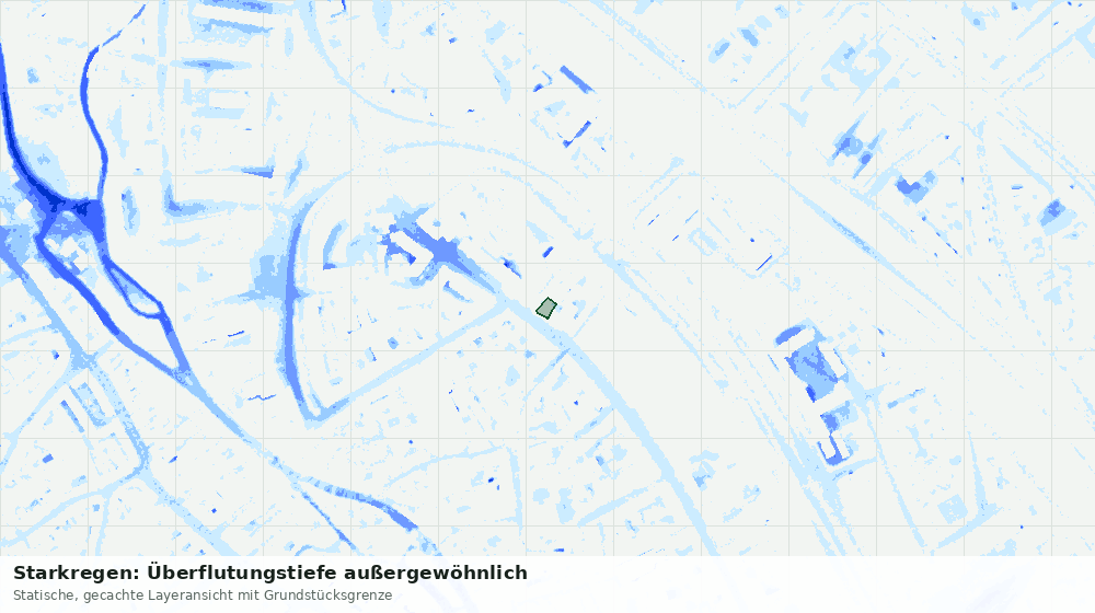 Statische Kartenansicht: Starkregen: Überflutungstiefe außergewöhnlich