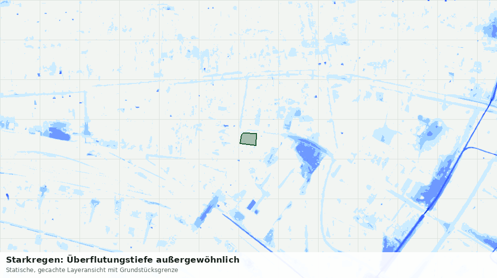 Statische Kartenansicht: Starkregen: Überflutungstiefe außergewöhnlich