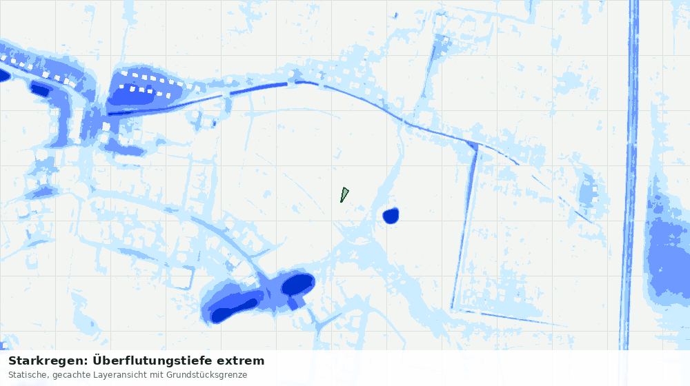 Statische Kartenansicht: Starkregen: Überflutungstiefe extrem