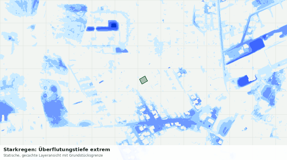 Statische Kartenansicht: Starkregen: Überflutungstiefe extrem