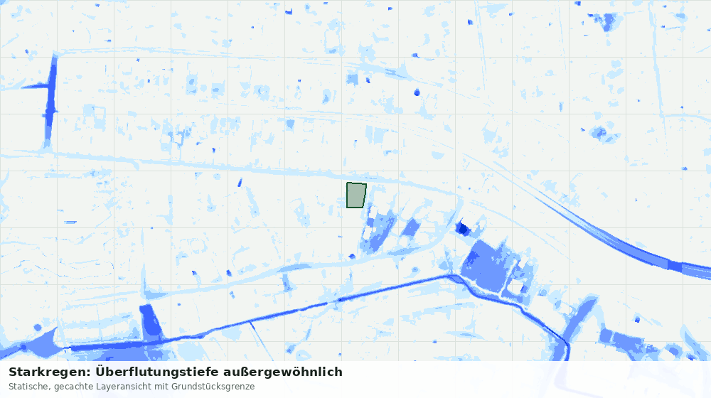 Statische Kartenansicht: Starkregen: Überflutungstiefe außergewöhnlich