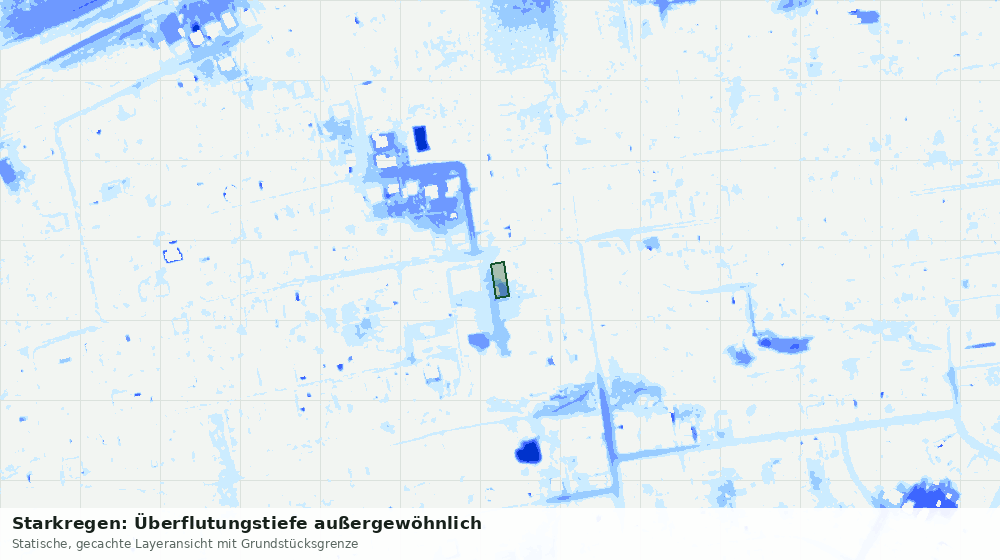 Statische Kartenansicht: Starkregen: Überflutungstiefe außergewöhnlich