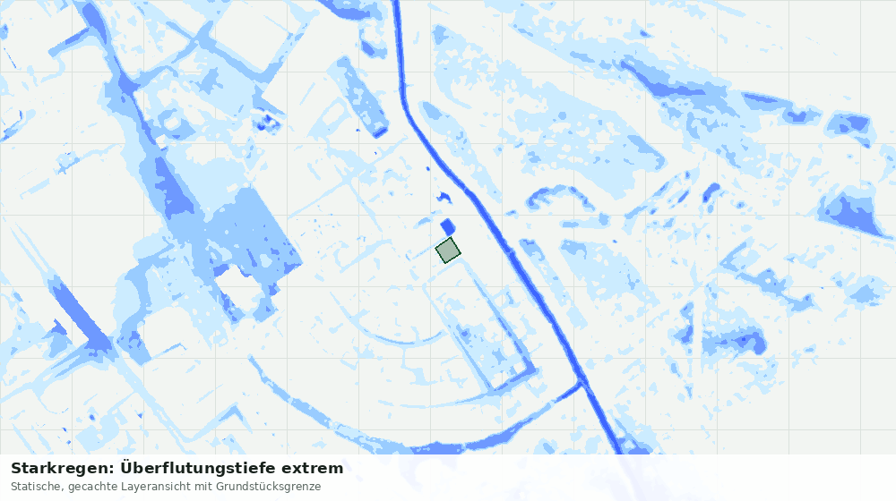 Statische Kartenansicht: Starkregen: Überflutungstiefe extrem