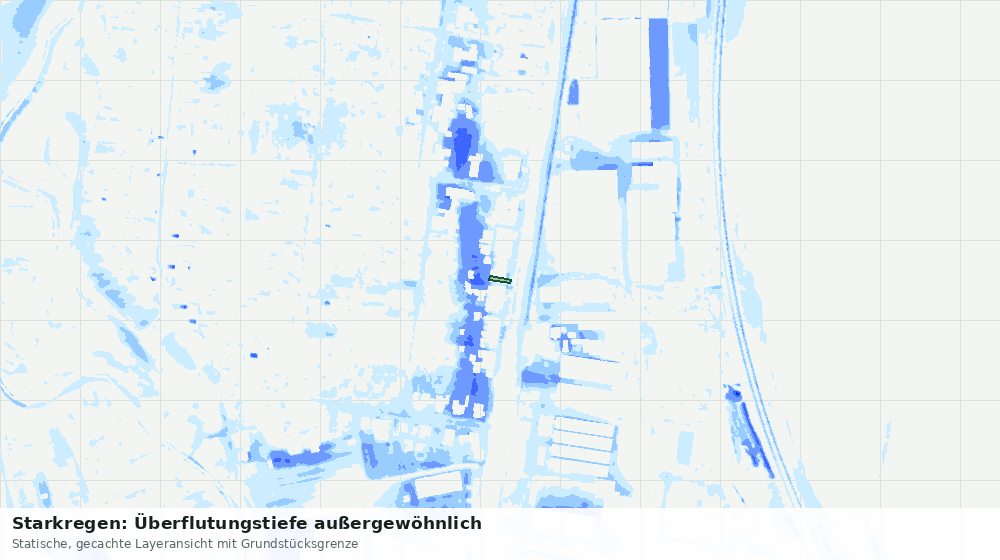 Statische Kartenansicht: Starkregen: Überflutungstiefe außergewöhnlich