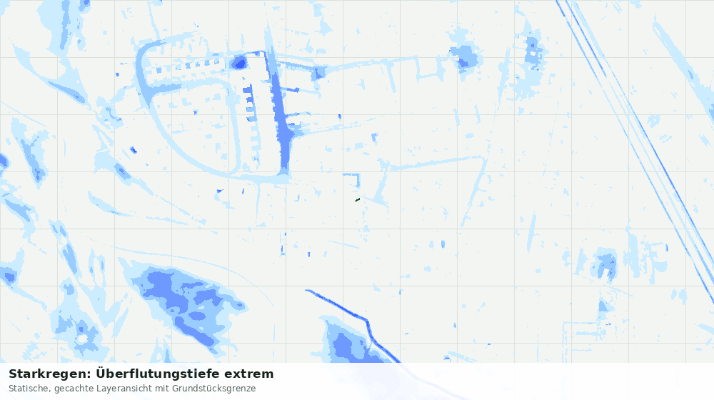 Statische Kartenansicht: Starkregen: Überflutungstiefe extrem