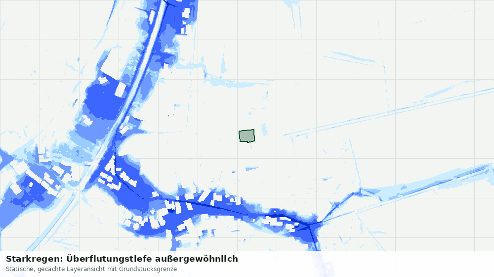 Statische Kartenansicht: Starkregen: Überflutungstiefe außergewöhnlich