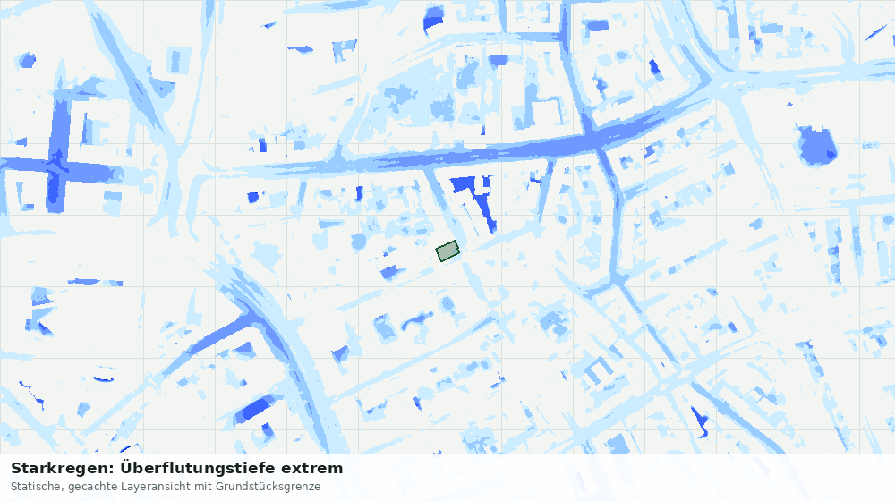 Statische Kartenansicht: Starkregen: Überflutungstiefe extrem