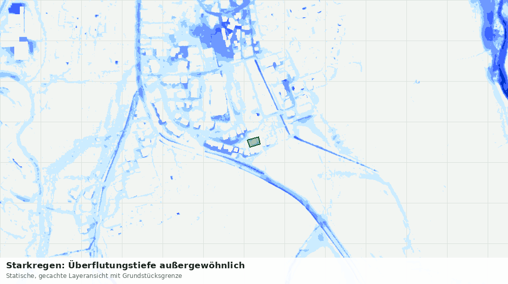Statische Kartenansicht: Starkregen: Überflutungstiefe außergewöhnlich