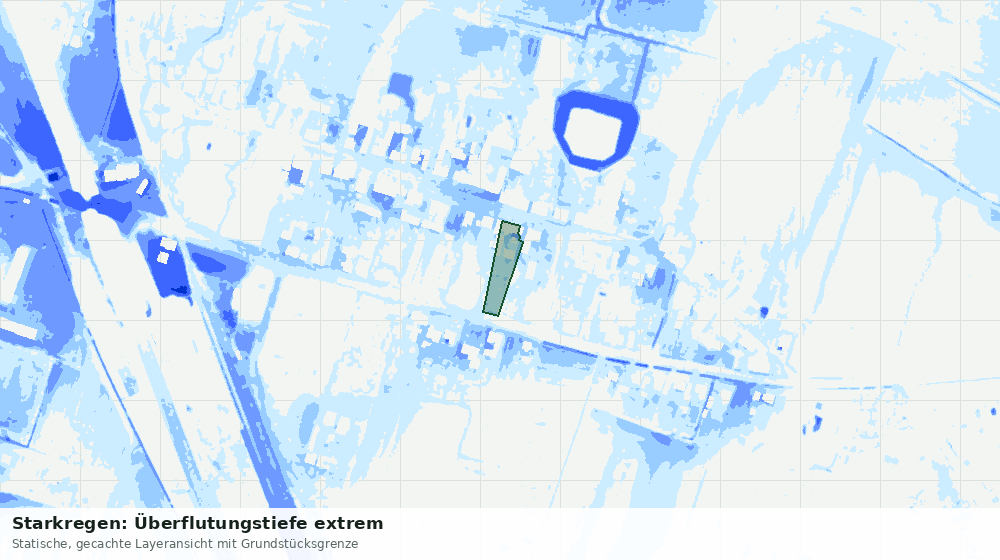 Statische Kartenansicht: Starkregen: Überflutungstiefe extrem