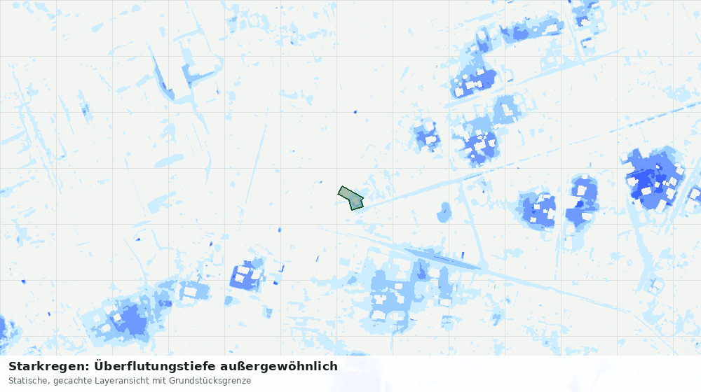Statische Kartenansicht: Starkregen: Überflutungstiefe außergewöhnlich