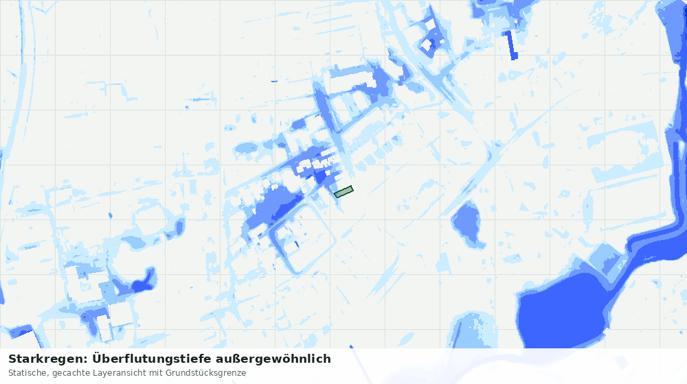 Statische Kartenansicht: Starkregen: Überflutungstiefe außergewöhnlich