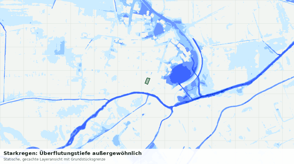 Statische Kartenansicht: Starkregen: Überflutungstiefe außergewöhnlich