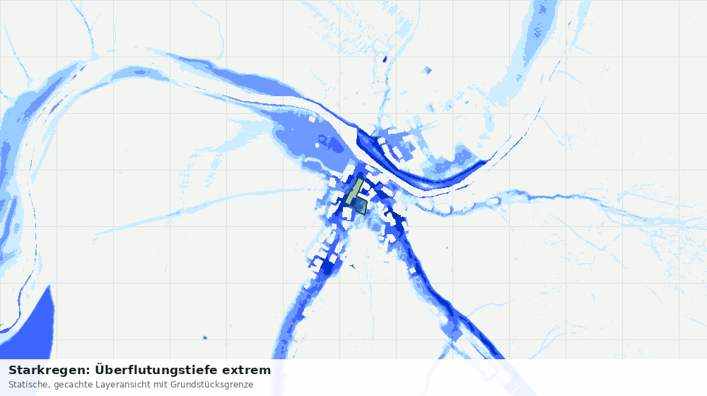 Statische Kartenansicht: Starkregen: Überflutungstiefe extrem
