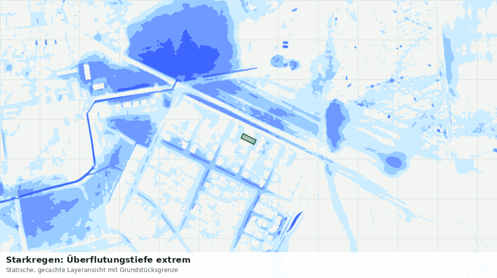 Statische Kartenansicht: Starkregen: Überflutungstiefe extrem
