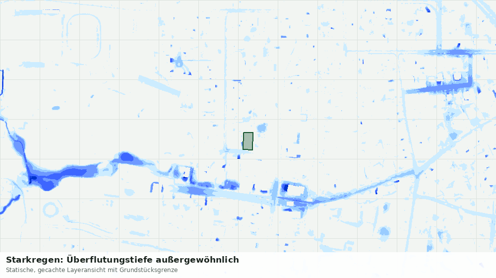 Statische Kartenansicht: Starkregen: Überflutungstiefe außergewöhnlich