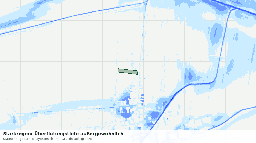 Statische Kartenansicht: Starkregen: Überflutungstiefe außergewöhnlich