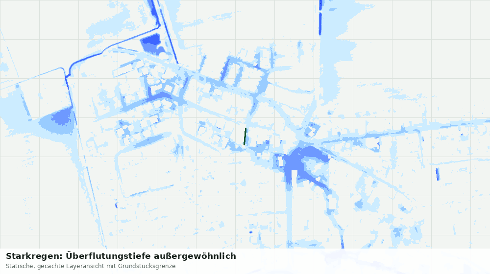 Statische Kartenansicht: Starkregen: Überflutungstiefe außergewöhnlich