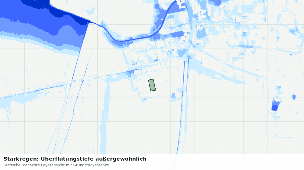 Statische Kartenansicht: Starkregen: Überflutungstiefe außergewöhnlich