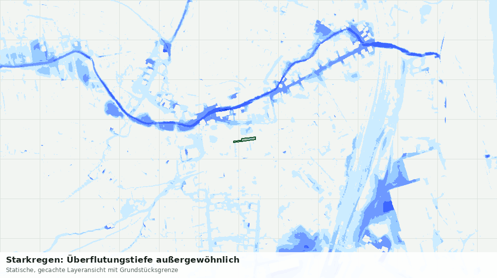 Statische Kartenansicht: Starkregen: Überflutungstiefe außergewöhnlich