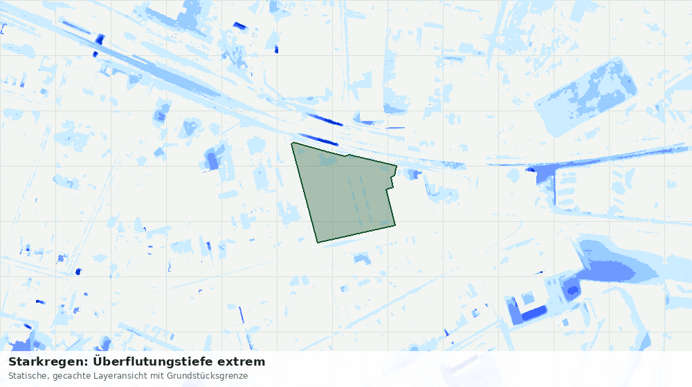 Statische Kartenansicht: Starkregen: Überflutungstiefe extrem