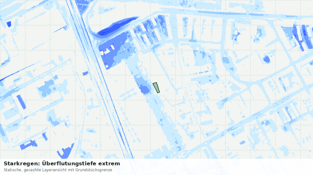 Statische Kartenansicht: Starkregen: Überflutungstiefe extrem