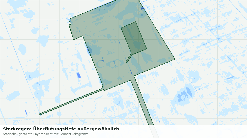 Statische Kartenansicht: Starkregen: Überflutungstiefe außergewöhnlich