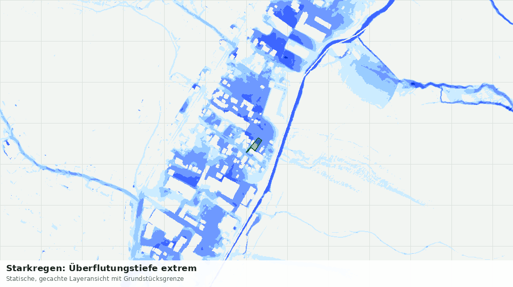 Statische Kartenansicht: Starkregen: Überflutungstiefe extrem
