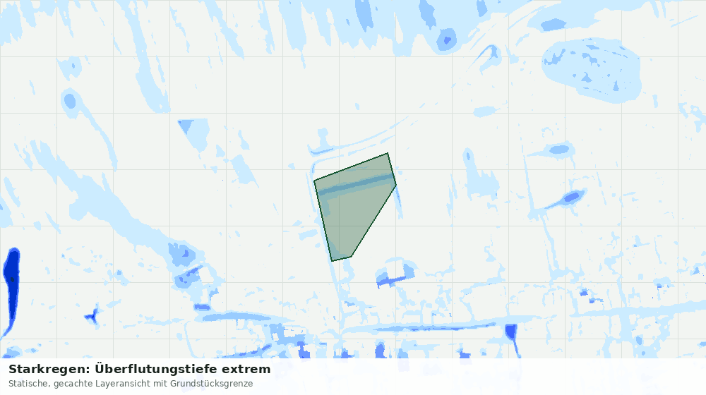 Statische Kartenansicht: Starkregen: Überflutungstiefe extrem