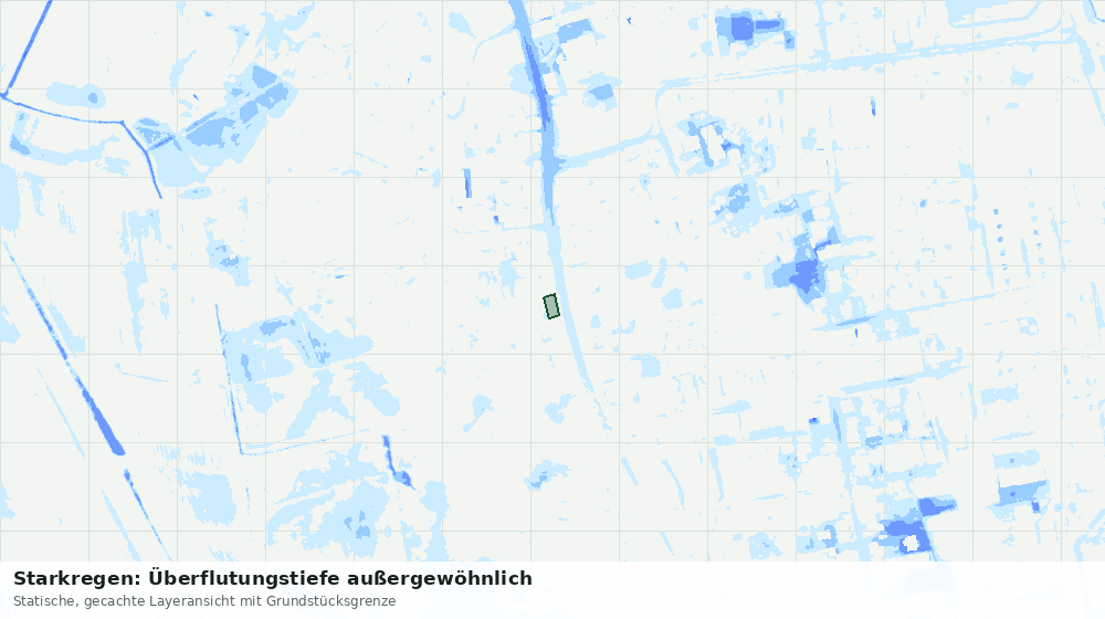 Statische Kartenansicht: Starkregen: Überflutungstiefe außergewöhnlich