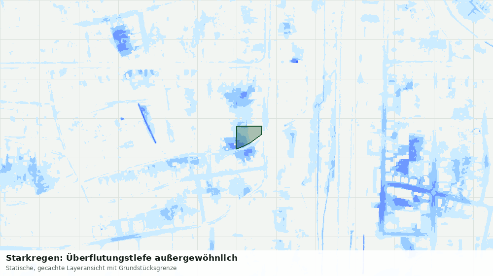 Statische Kartenansicht: Starkregen: Überflutungstiefe außergewöhnlich