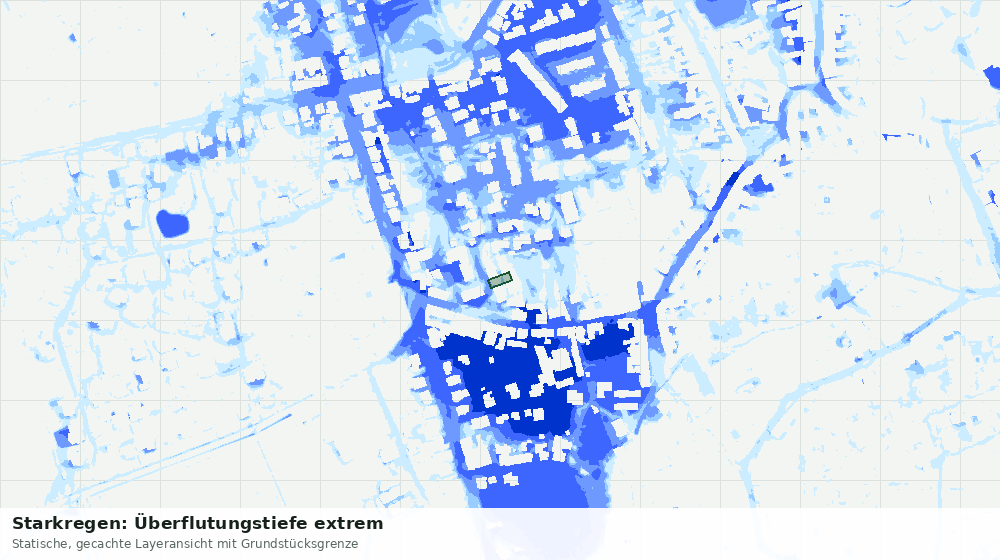 Statische Kartenansicht: Starkregen: Überflutungstiefe extrem