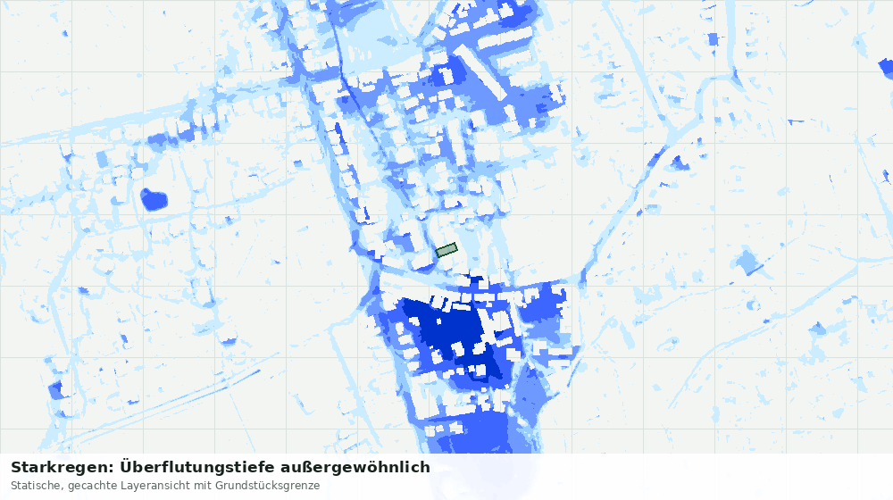 Statische Kartenansicht: Starkregen: Überflutungstiefe außergewöhnlich