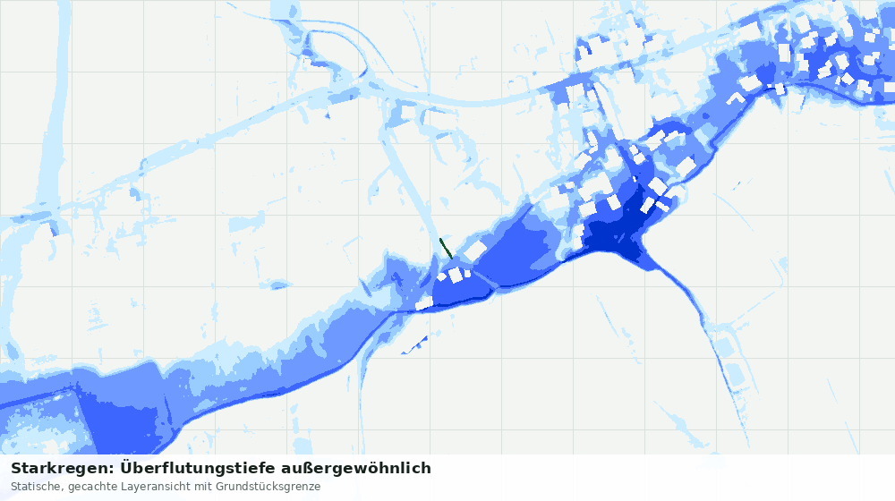 Statische Kartenansicht: Starkregen: Überflutungstiefe außergewöhnlich