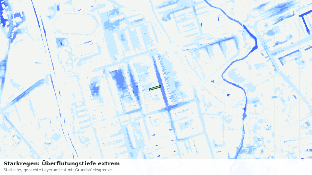 Statische Kartenansicht: Starkregen: Überflutungstiefe extrem