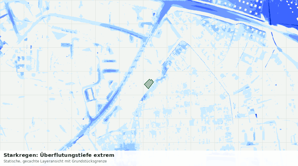 Statische Kartenansicht: Starkregen: Überflutungstiefe extrem