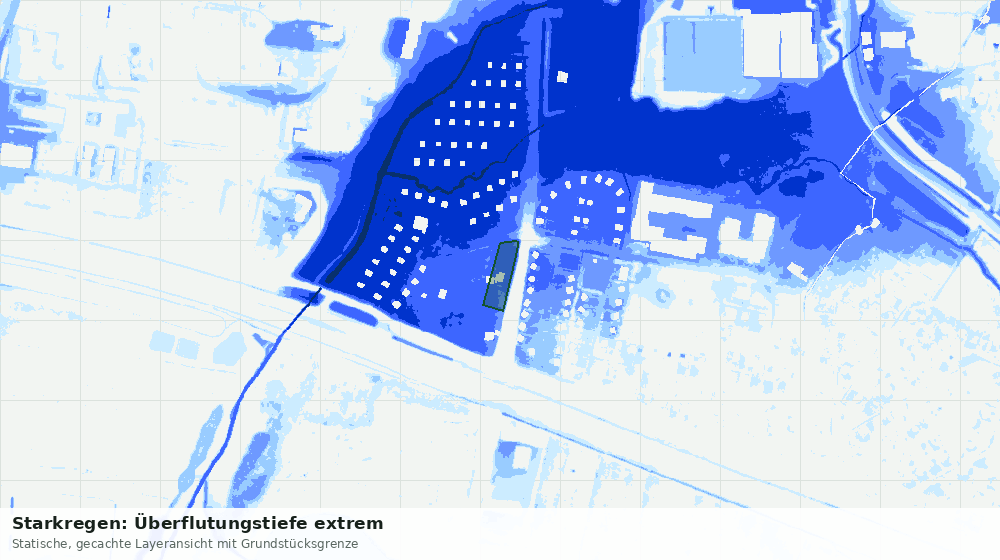 Statische Kartenansicht: Starkregen: Überflutungstiefe extrem