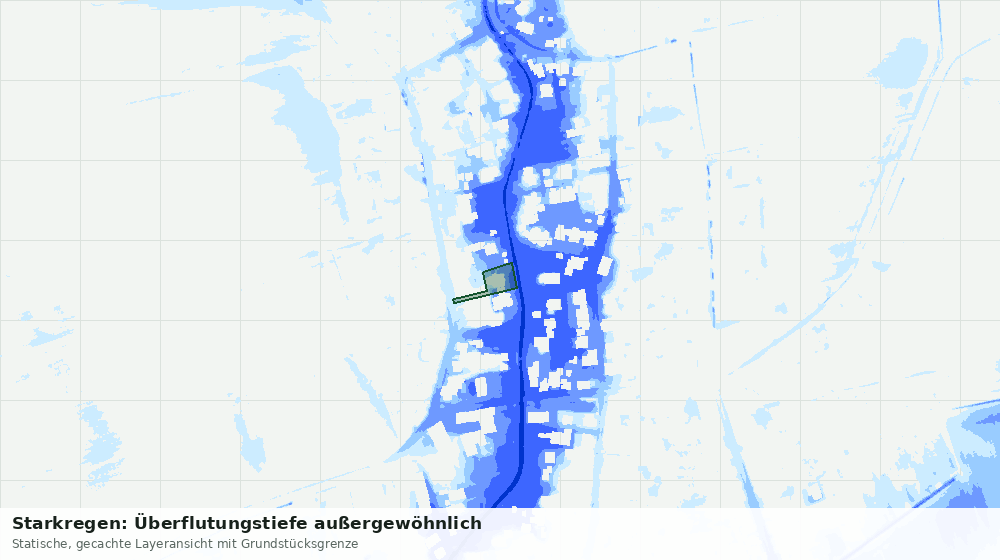 Statische Kartenansicht: Starkregen: Überflutungstiefe außergewöhnlich