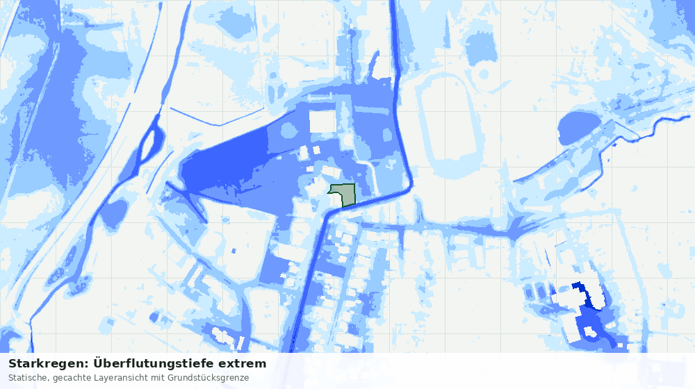 Statische Kartenansicht: Starkregen: Überflutungstiefe extrem