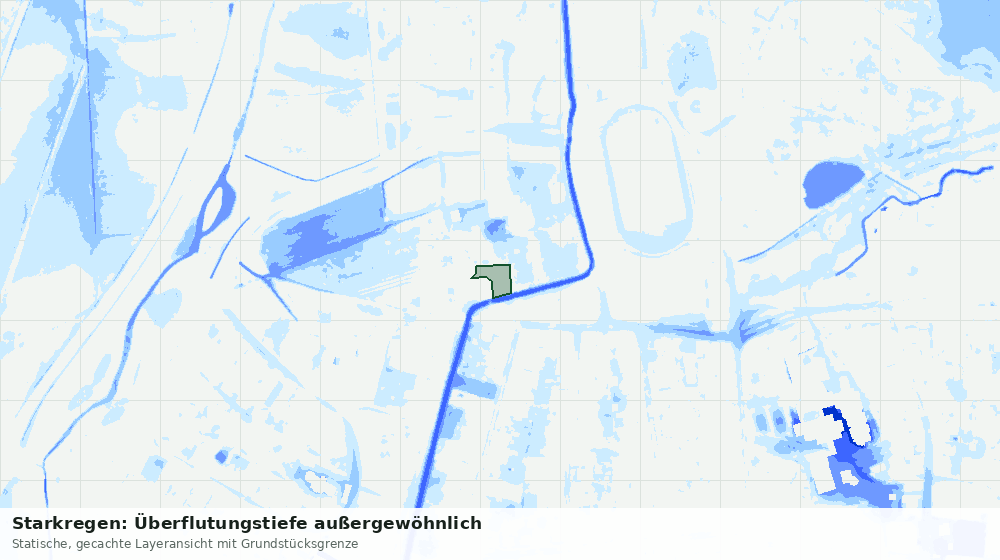 Statische Kartenansicht: Starkregen: Überflutungstiefe außergewöhnlich
