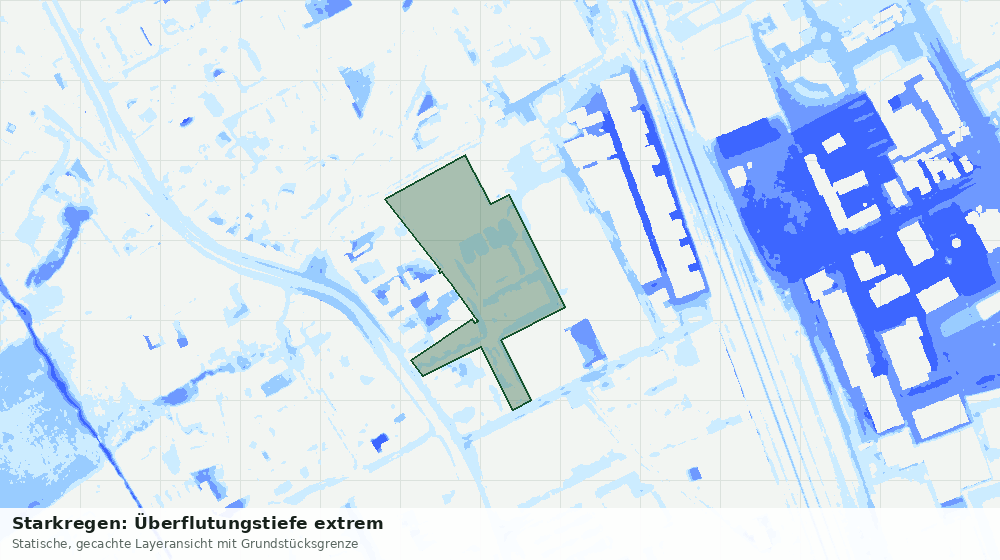 Statische Kartenansicht: Starkregen: Überflutungstiefe extrem