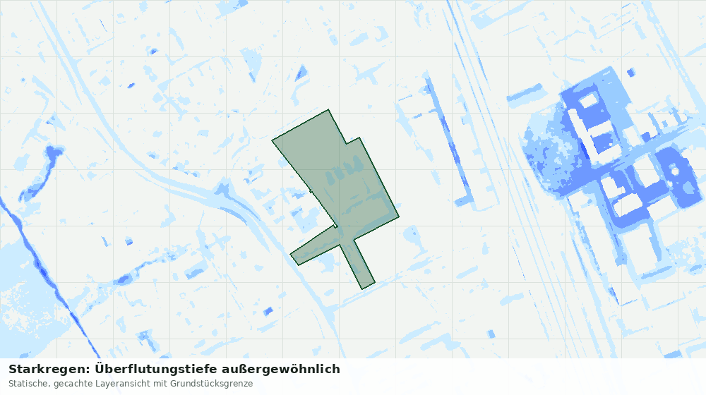 Statische Kartenansicht: Starkregen: Überflutungstiefe außergewöhnlich