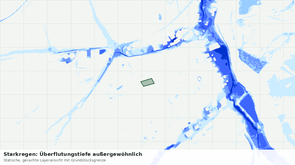 Statische Kartenansicht: Starkregen: Überflutungstiefe außergewöhnlich