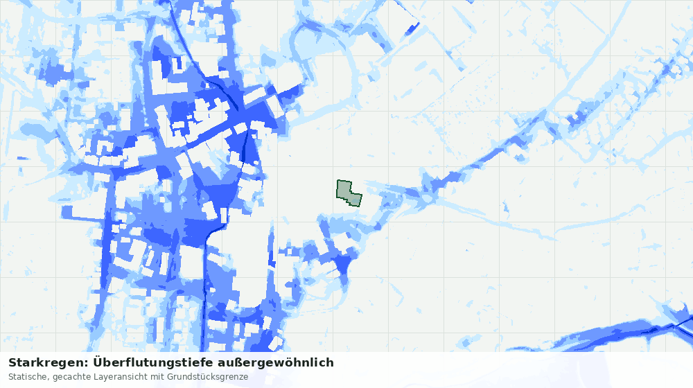 Statische Kartenansicht: Starkregen: Überflutungstiefe außergewöhnlich